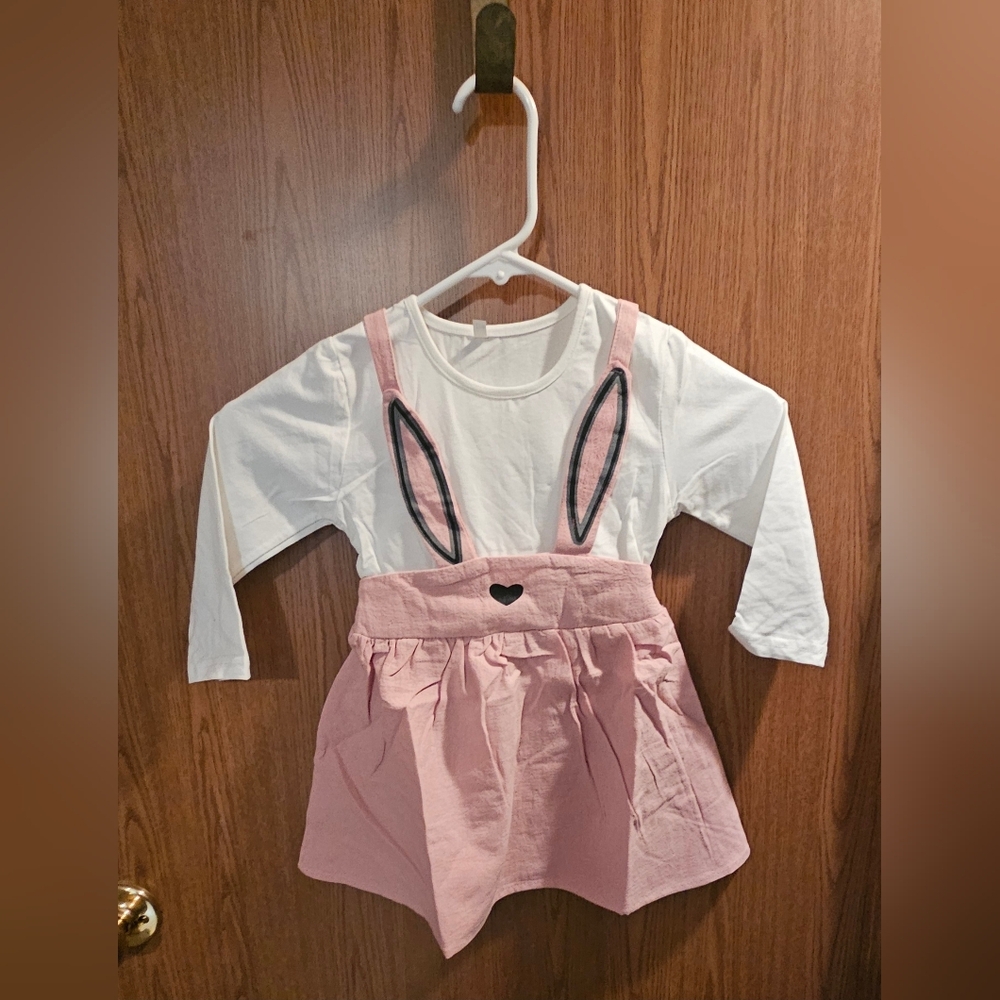 Dudu Diary Pink Kids Skirt with Suspenders